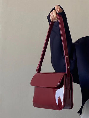 Women's Fashion All-match Retro Patent Leather Small Square Bag