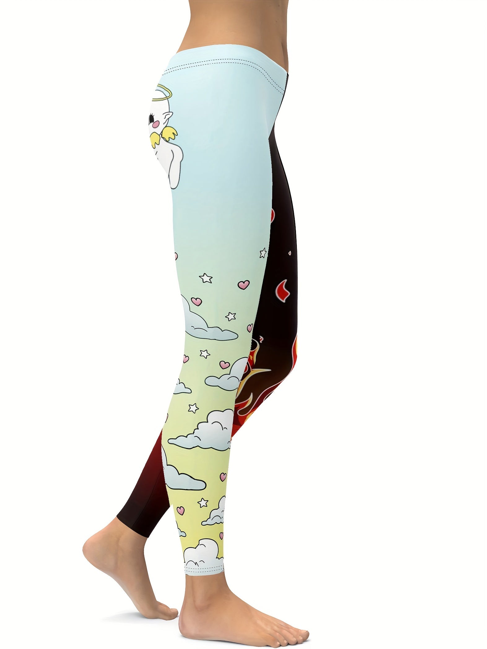 Flame Printed Double Color Ladies Yoga Pants