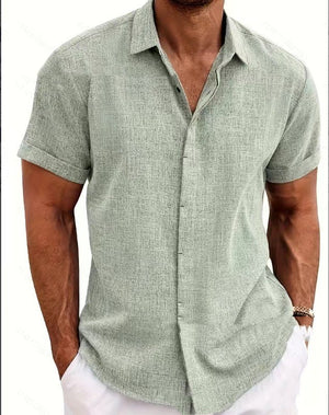 Men's Linen Short Sleeved T-shirt Loose Fitting-Aria Doejay