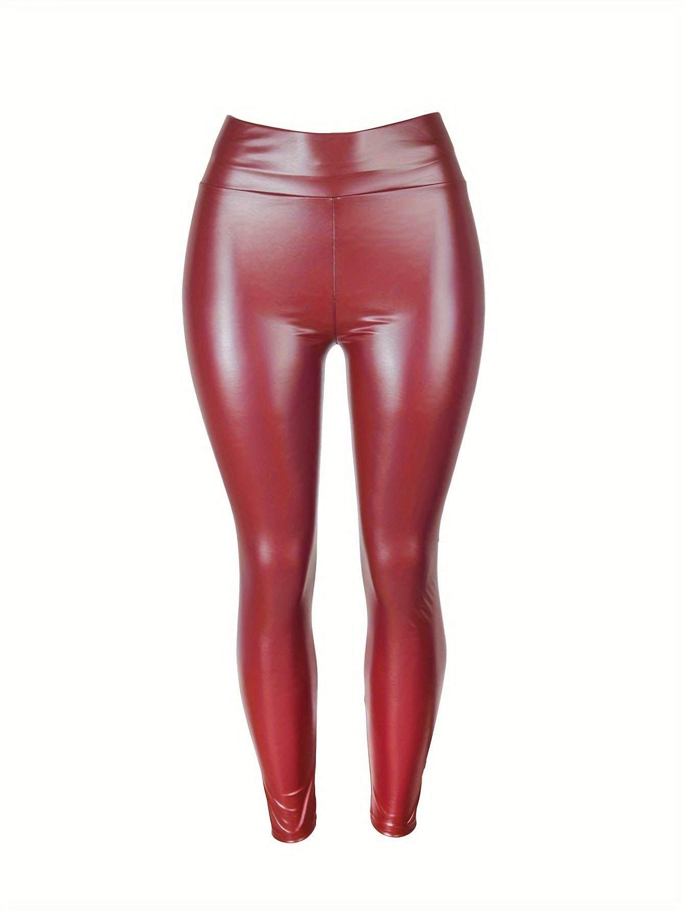 Plus Size Women's PU Leather High Waist Skinny Leggings - Stretchy, Comfortable, and Sexy - Perfect for Curvy Figures and Daily Wear