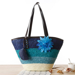 Korean Straw Plaited Son And Mother Beach Shoulder Bag