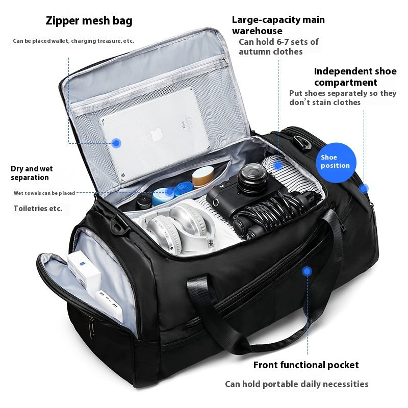 Men's Large Capacity Travel Dry Wet Separation Fitness Sports Training Portable Messenger Bag