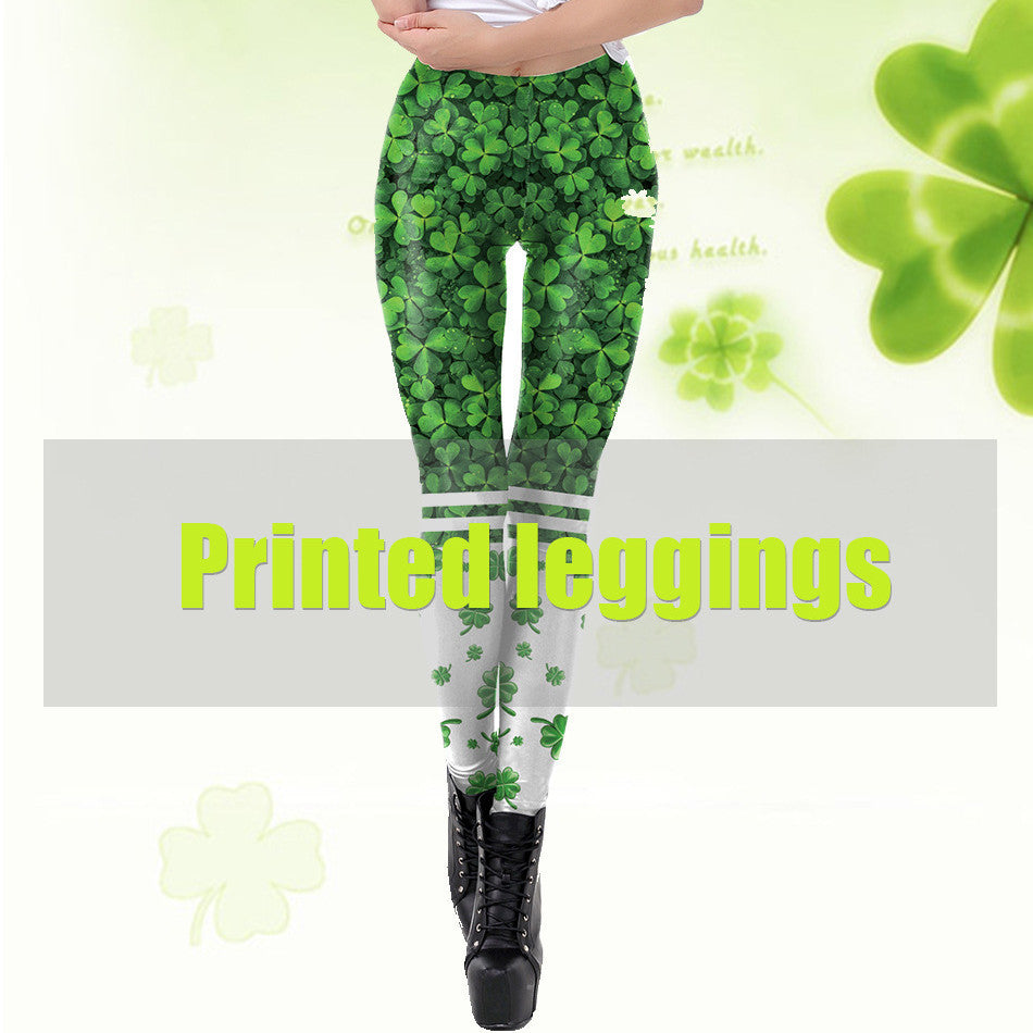 Holiday Printed Pencil High Waisted Slim Women's Leggings-Aria Doejay