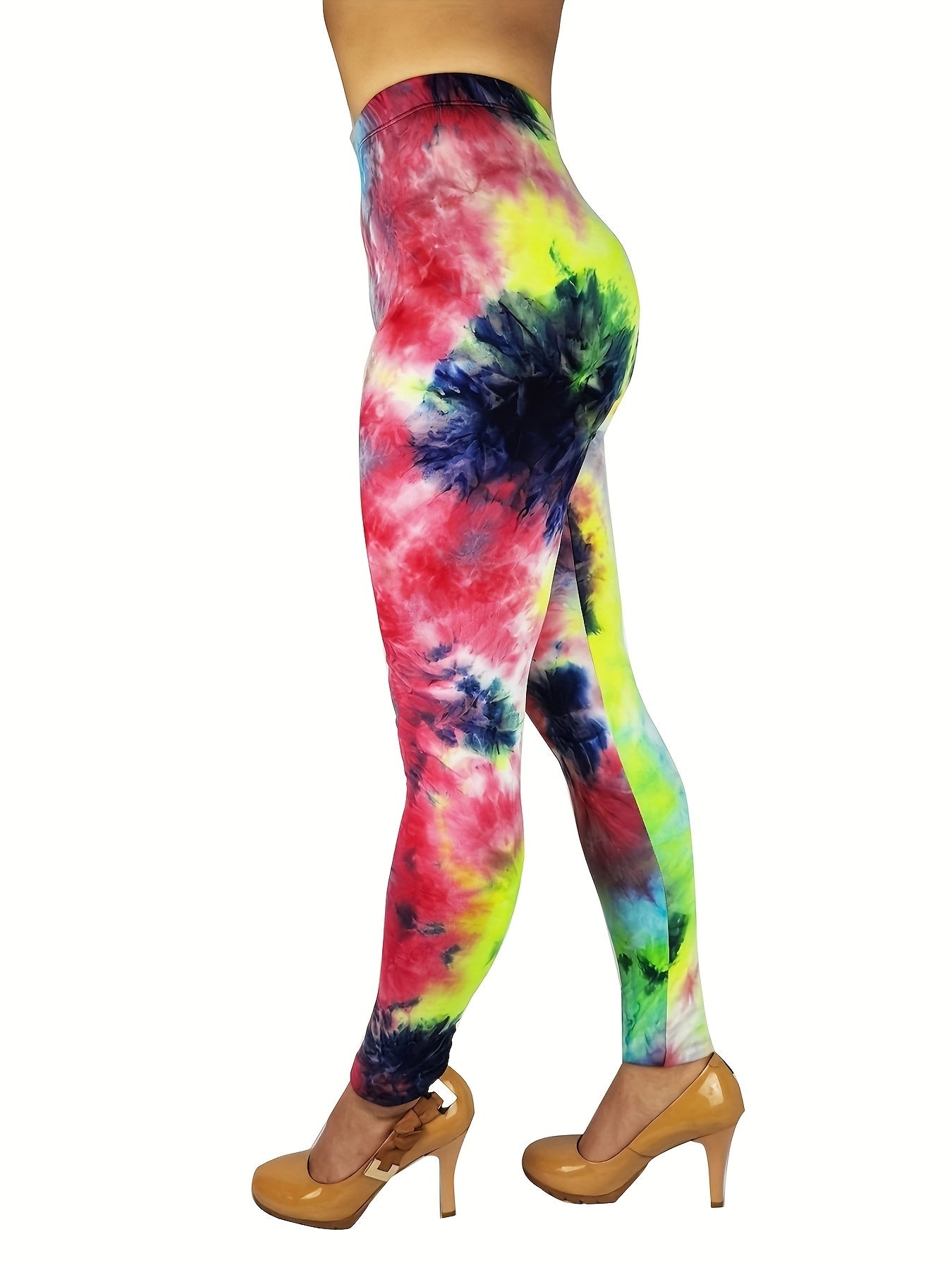 Every Day Stretchy Tie Dye Print Skinny Yoga Leggings, Casual Sports Women's Clothing