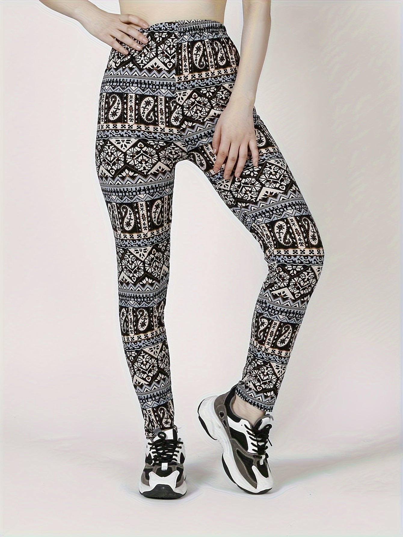 Paisley Print Skinny Leggings, Casual Every Day Stretchy Leggings, Women's Clothing