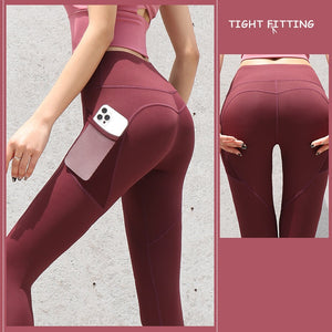 Gym Sport Seamless Leggings With Pockets Push Up High Waist Pants Women Fitness Running Yoga Pants Gym Sport Seamless Leggings-Aria Doejay