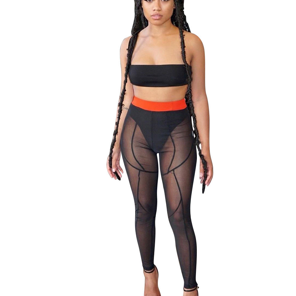 Color Matching Mesh Leggings Women-Aria Doejay