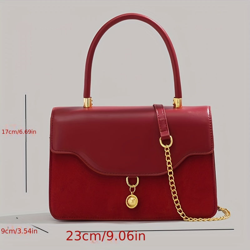 New 2024 Chic Red Bridal Handheld Crossbody Bag - Small Square Simple Wedding Messenger Bag for Women with Shoulder Strap - Elegant and Stylish Accessory for Brides