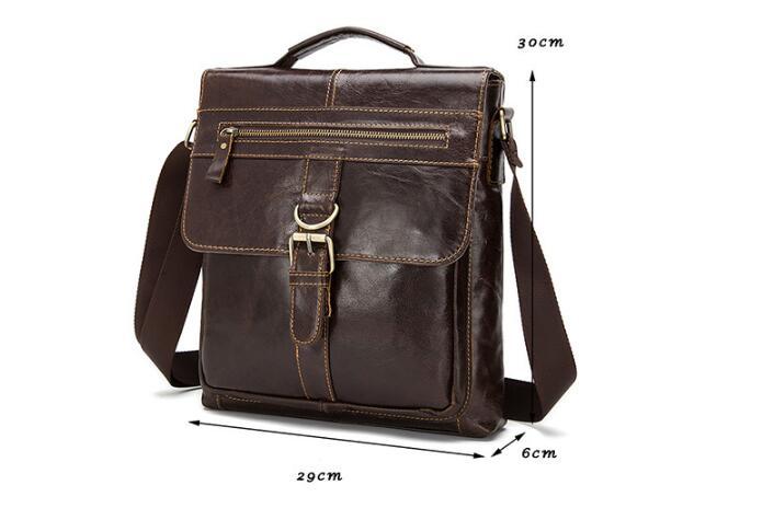 Men's One-shoulder Baotou Layer Cowhide Clamshell Satchel Retro