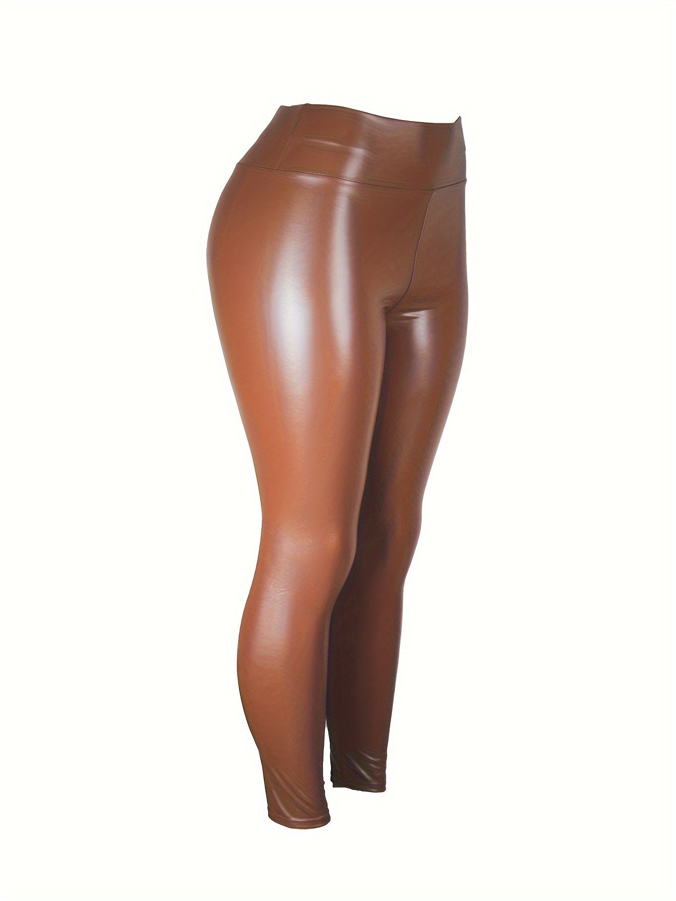 Plus Size Women's PU Leather High Waist Skinny Leggings - Stretchy, Comfortable, and Sexy - Perfect for Curvy Figures and Daily Wear