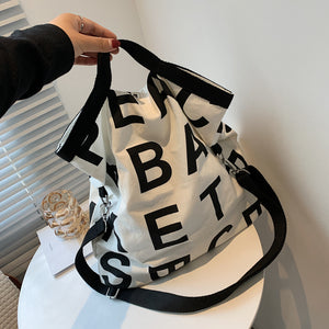 Large-capacity Letter Handbag Canvas Bag Single Shoulder Women