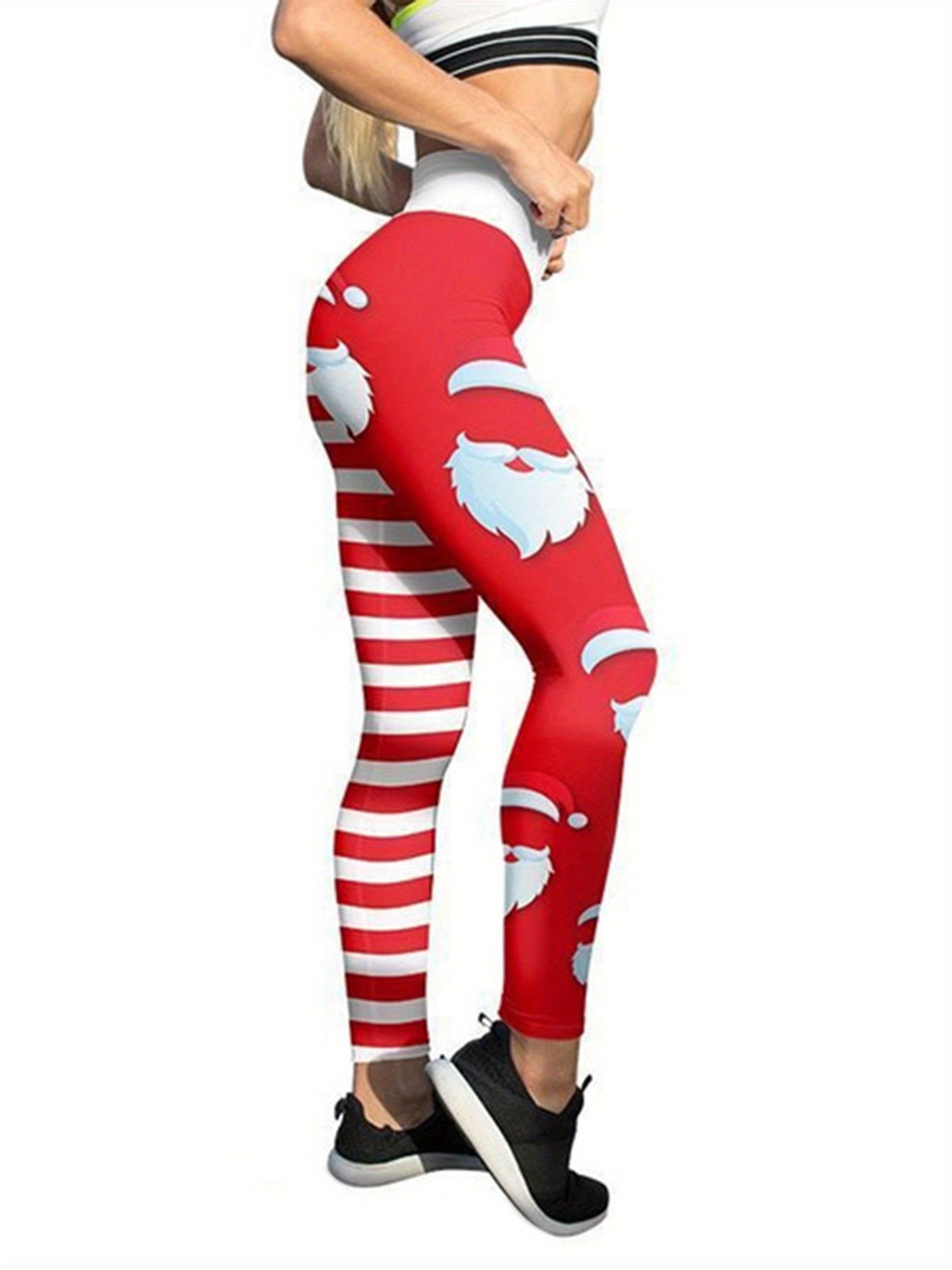 Women Christmas Leggings, Fashion Holiday Printed High Waist Compression Skinny Workout Athletic Pants