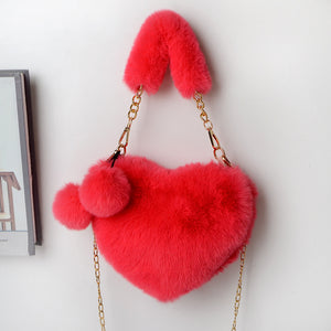 Love Bags Soft Plush Handbags Women Valentine's Day Party Bag-Aria Doejay