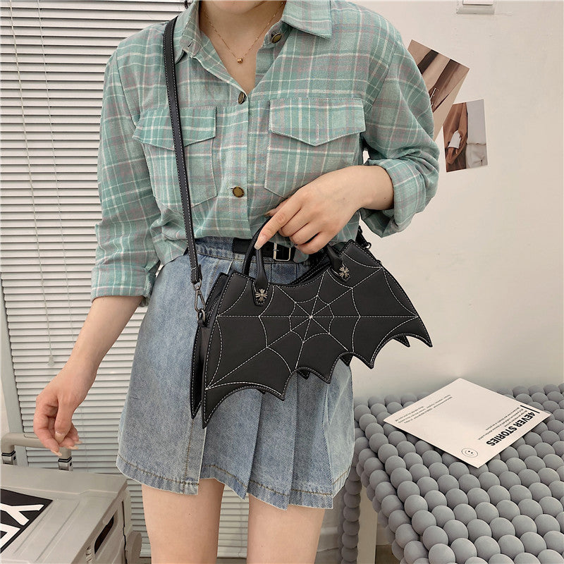 Halloween Spider Web Shape Shoulder Bags Personality Batgirl Tide Pu Handbags Fashoin Messenger Crossbody Bag-Aria Doejay