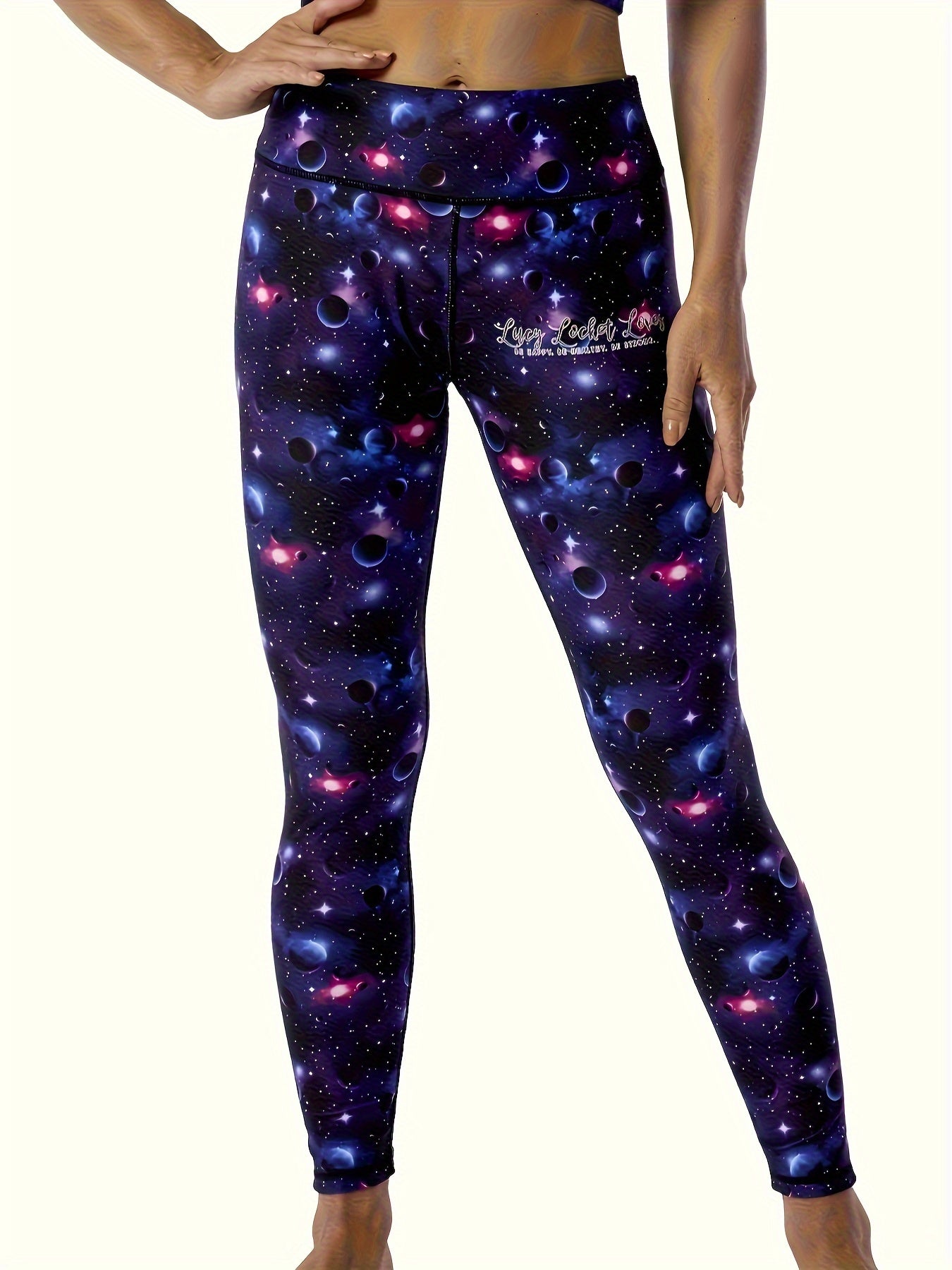 Essential Leggings for Women Tummy Control Workout Buttery Soft Leggings Printed Yoga Pants Galaxy Planets