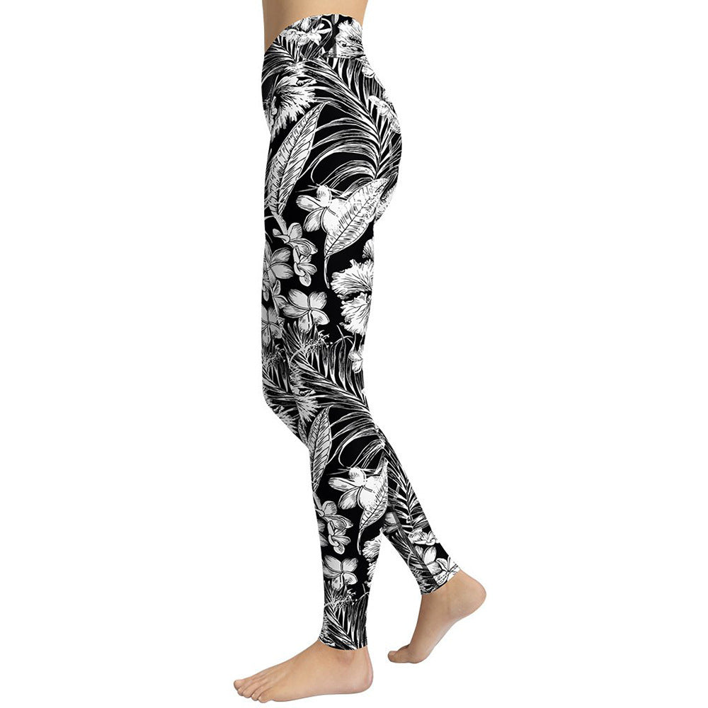 Black And White Color Sports Leggings Yoga Pants-Aria Doejay