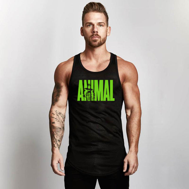 Fitness Men Shirt Slim Fit Vests Mesh Singlets Muscle Tops-Aria Doejay