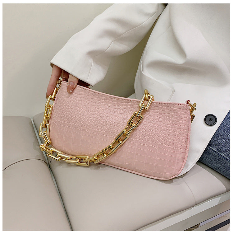 New Style Hand-carry Personality Fashion Patent Leather Armpit Baguette Small Shoulder Bag