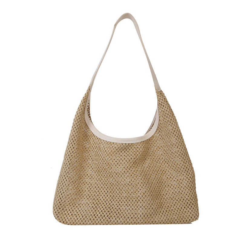 Large Capacity One Shoulder New High Texture Casual Straw Bag