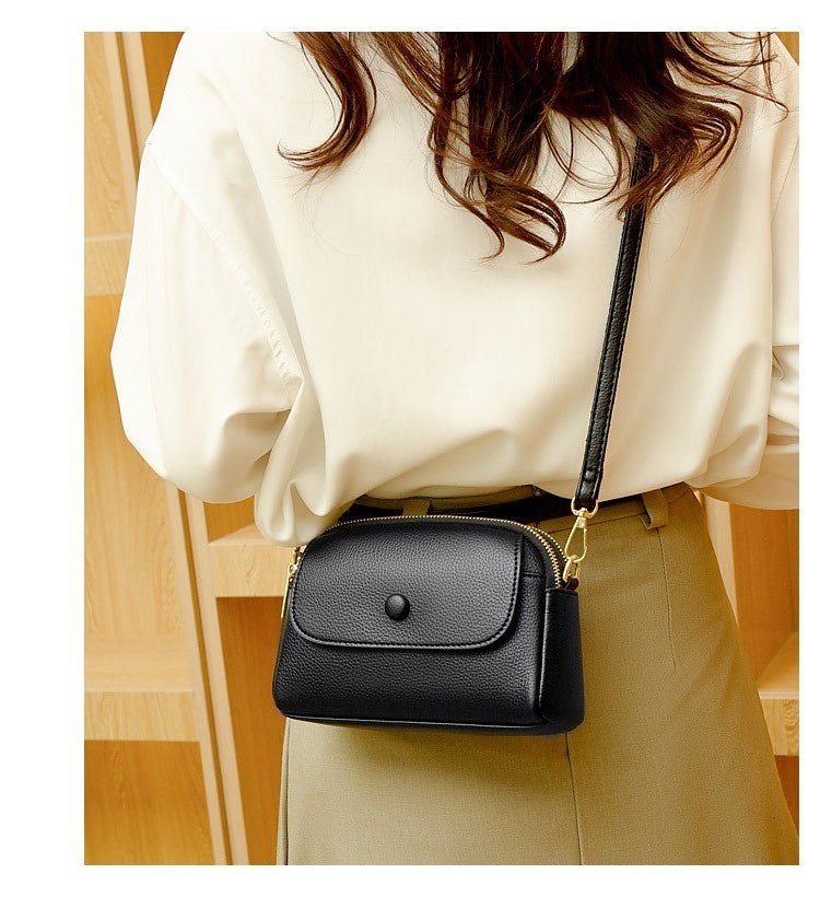 Lightweight Soft Leather One-shoulder Crossbody Bag