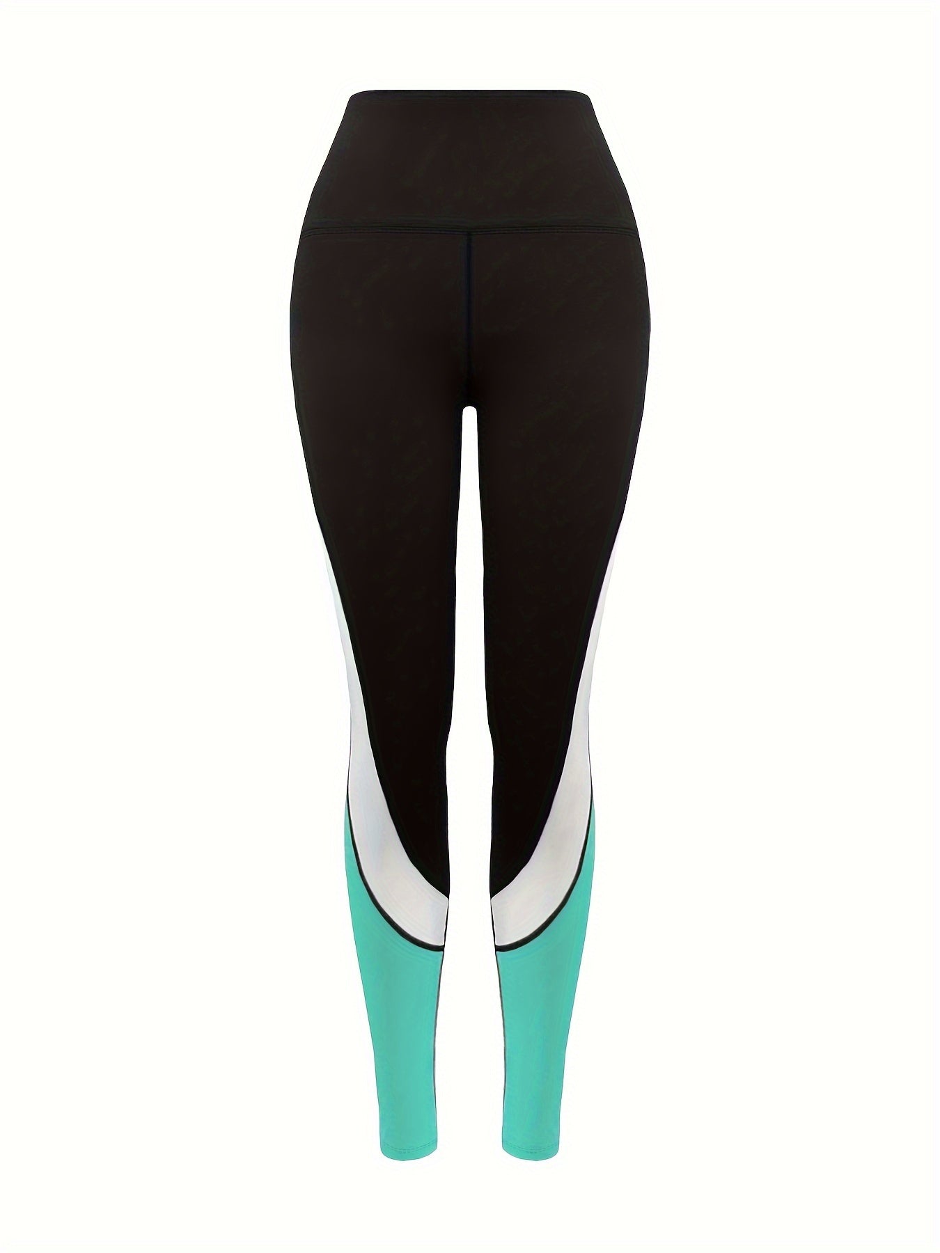 Women's High-Waist Yoga Leggings - Comfortable & Stretchy, Color Block Design for Casual Attire and Fitness