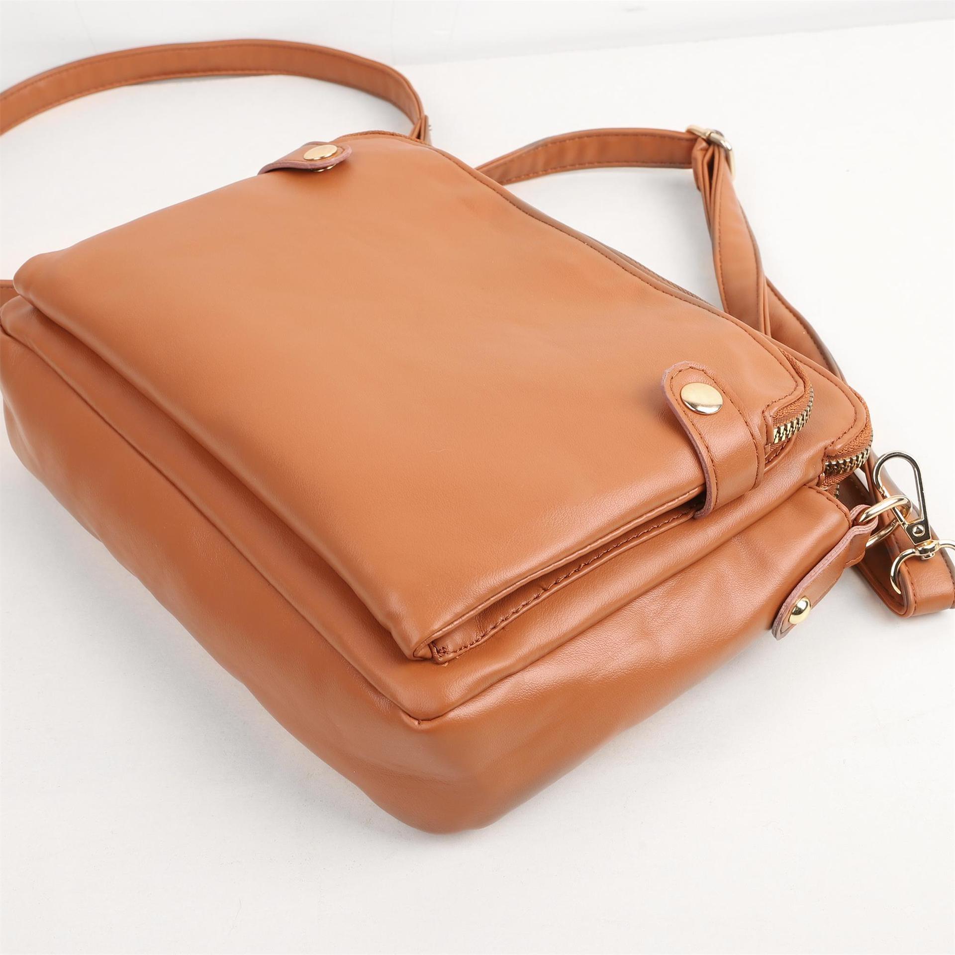 Three-layer Leather Crossbody Bag