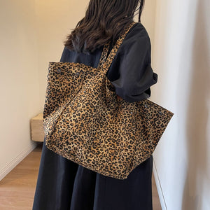 Large Capacity Leopard Print Canvas Tote Bag-Aria Doejay