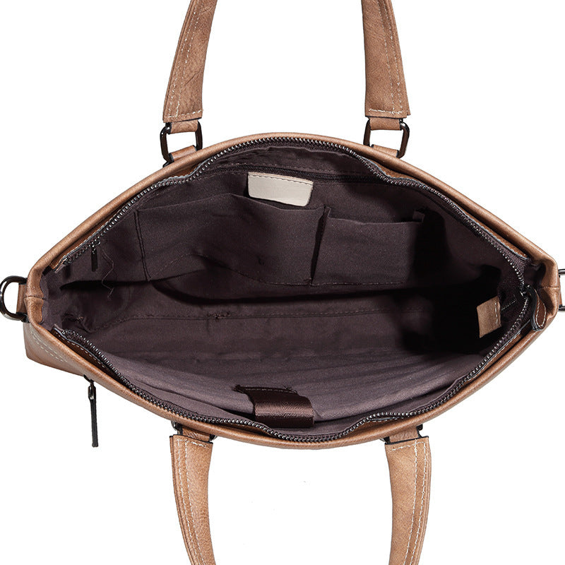 Men's Handbag First Layer Cowhide Computer Leisure