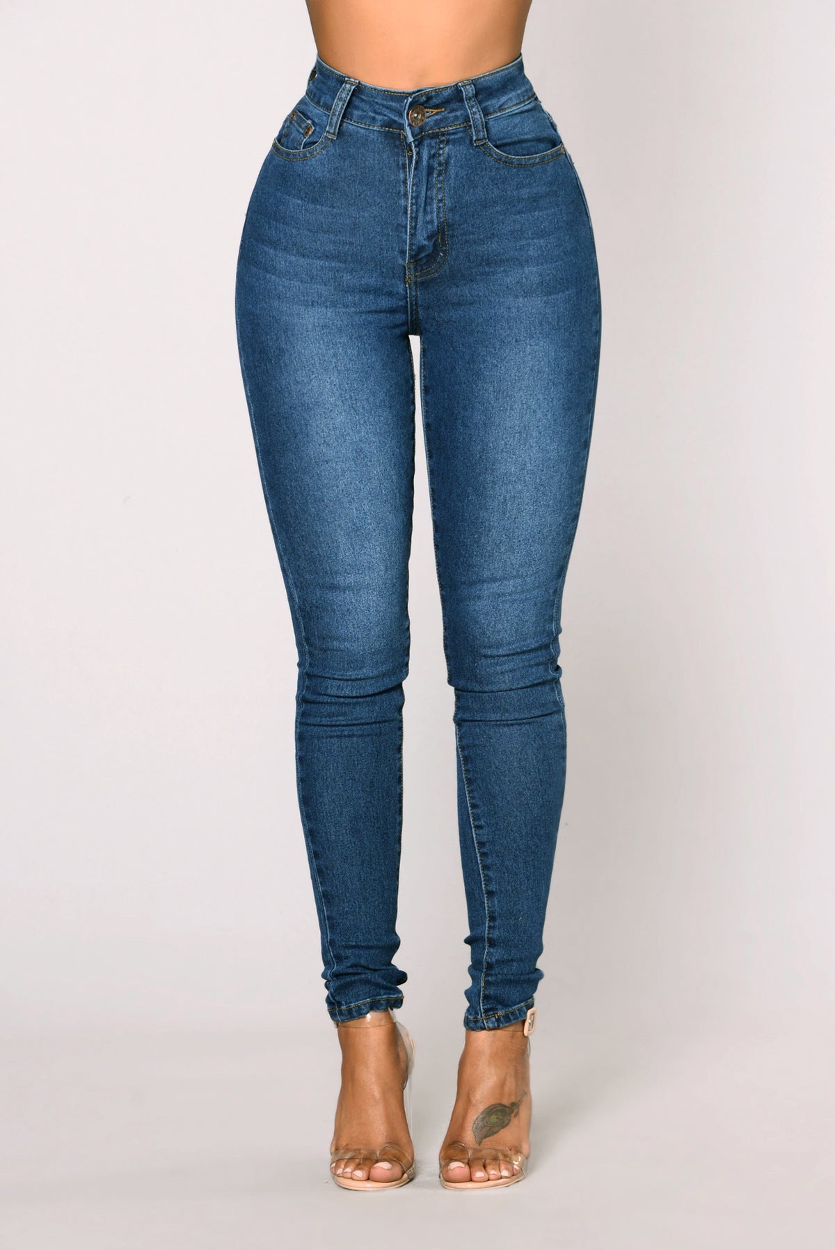 Ultra High Waist Stretch Hip Lift Denim Skinny Pants-Aria Doejay