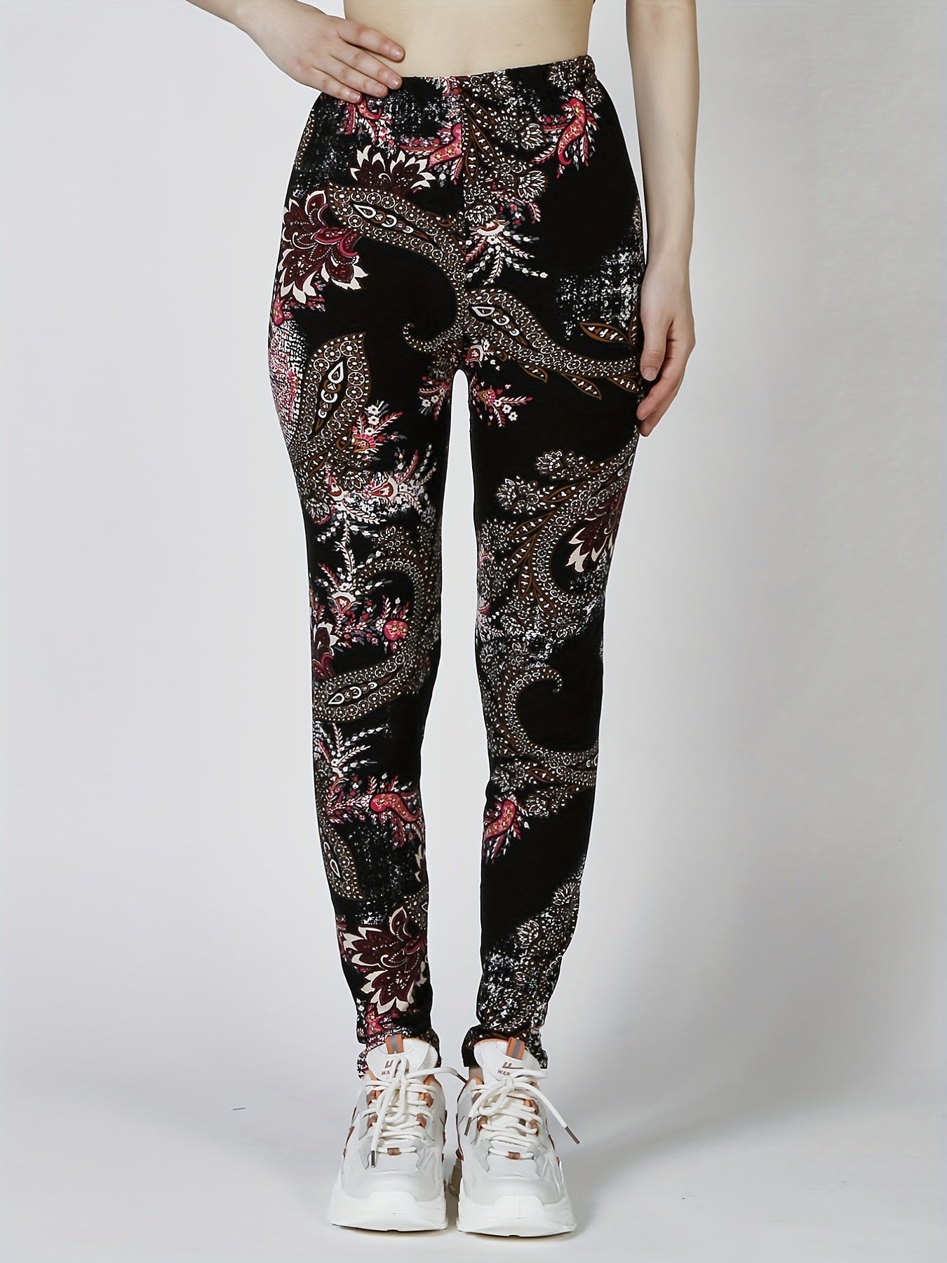 Floral Print Skinny Leggings, Casual Every Day Stretchy Leggings, Women's Clothing