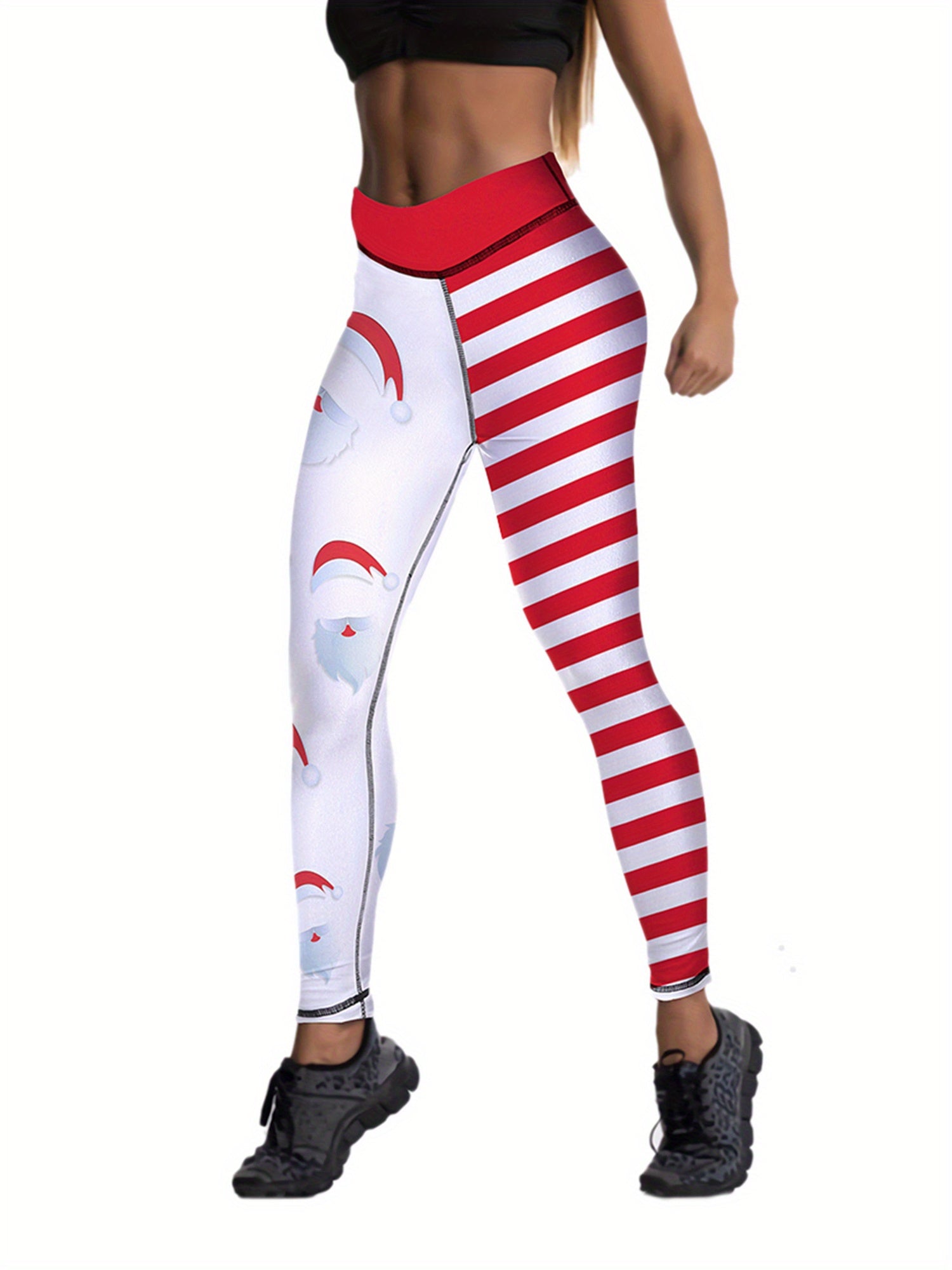 Women Christmas Leggings, Fashion Holiday Printed High Waist Compression Skinny Workout Athletic Pants