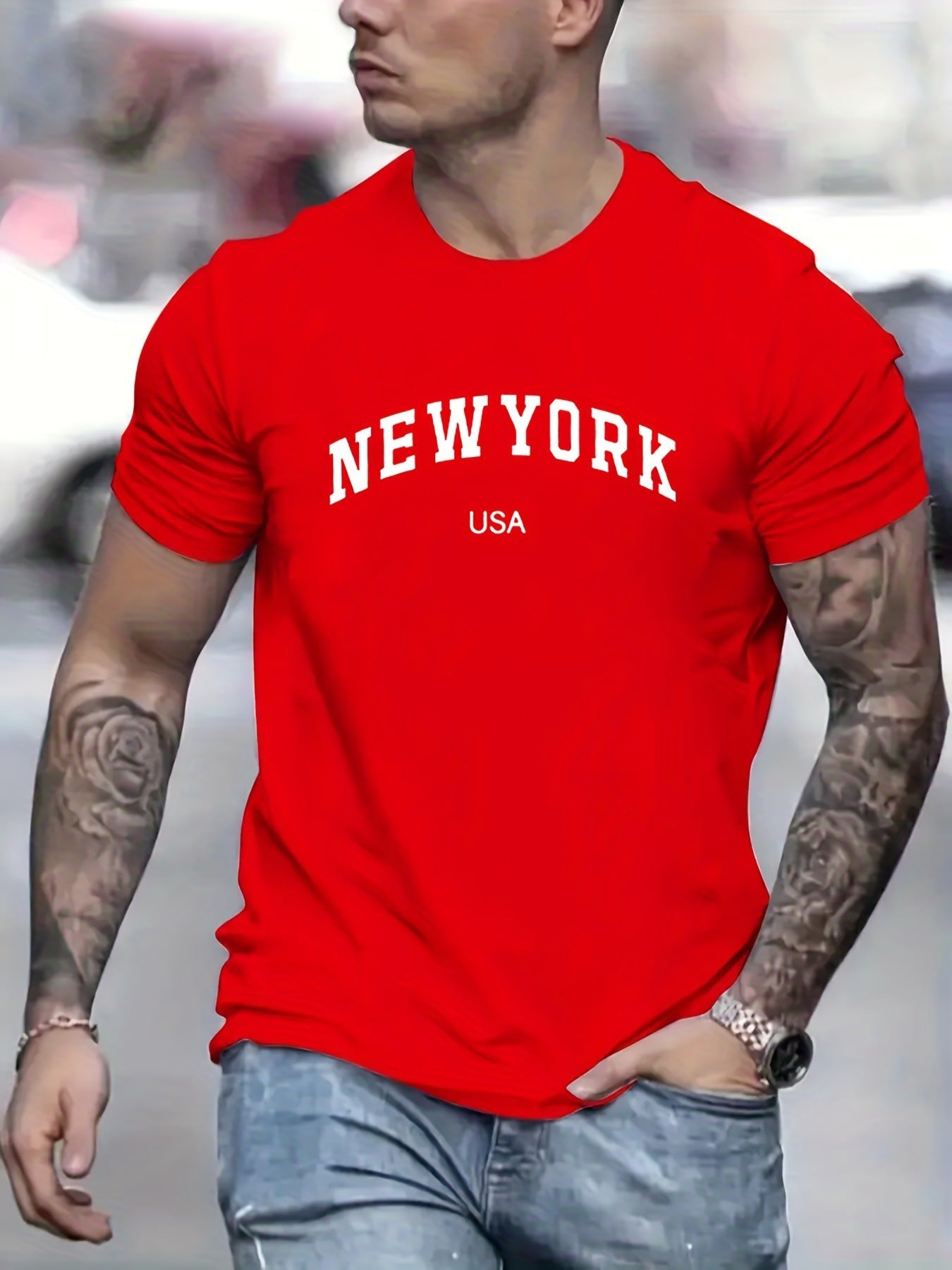 Men's Summer New York Printed 100 Cotton Large Loos Short Sleeve-Aria Doejay