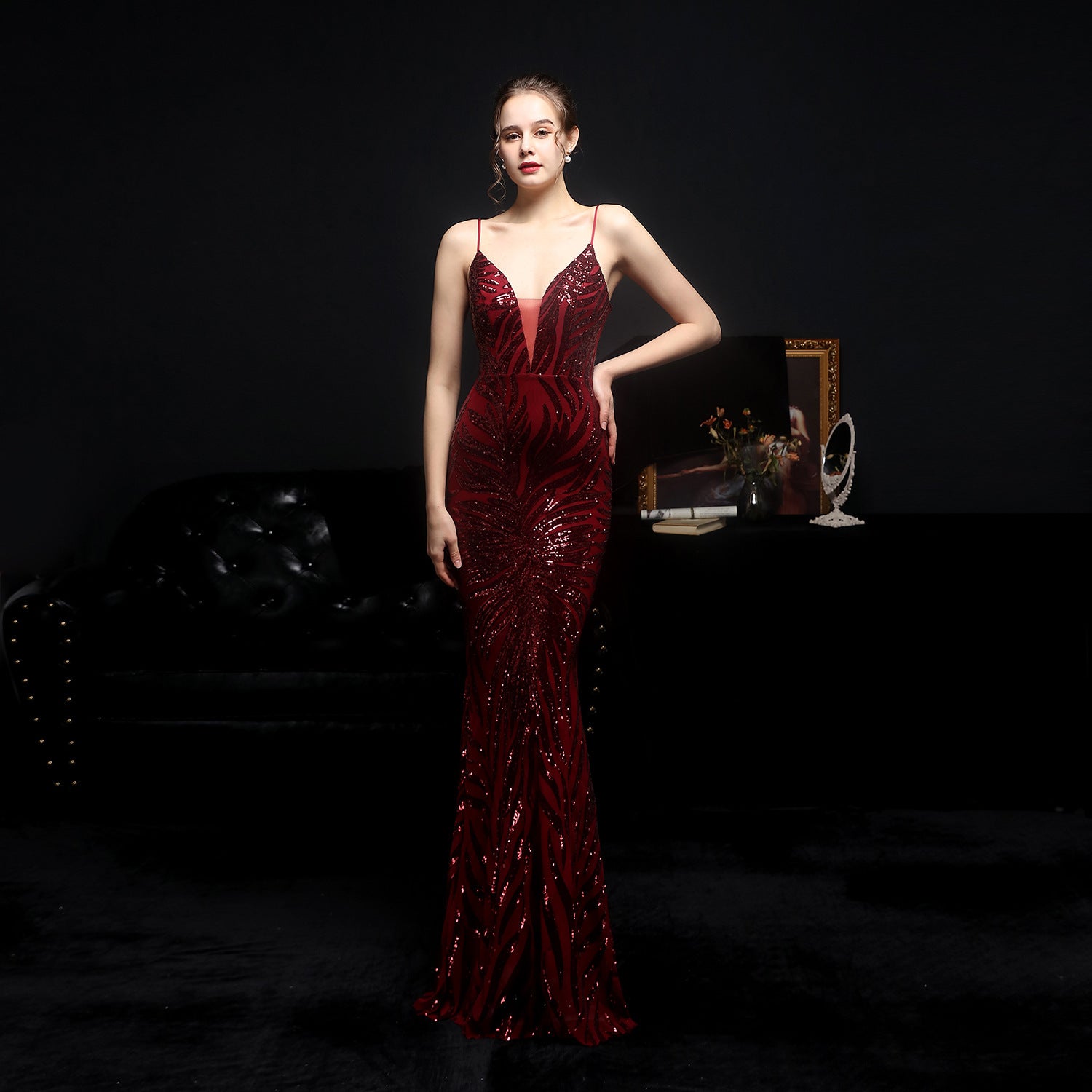 New Sequined Mermaid Evening Dress-Aria Doejay