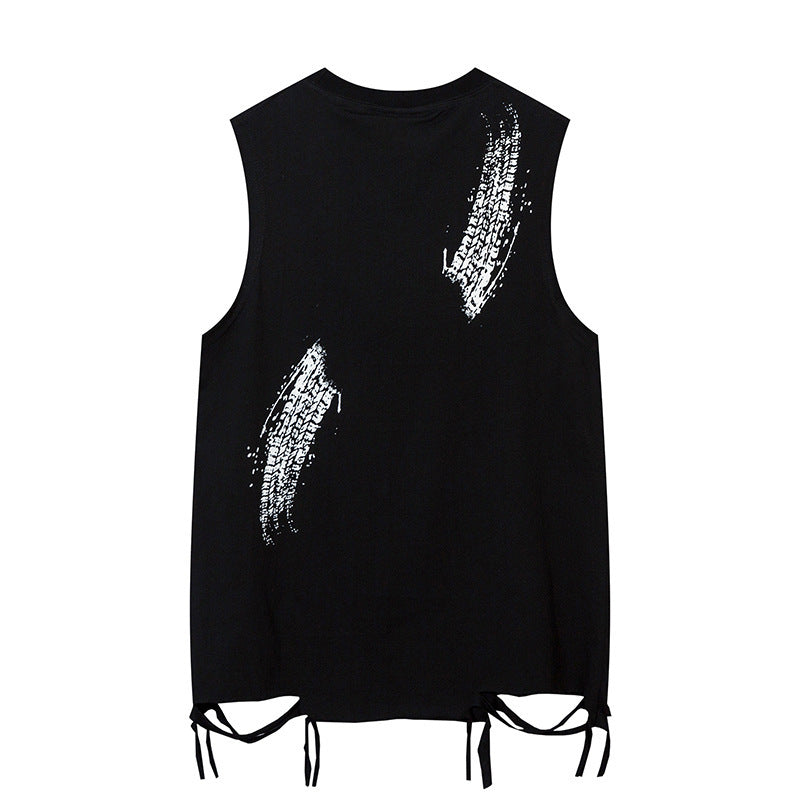 Inkjet Letter Necklace Strip Waistcoat T-shirt Men-Aria Doejay