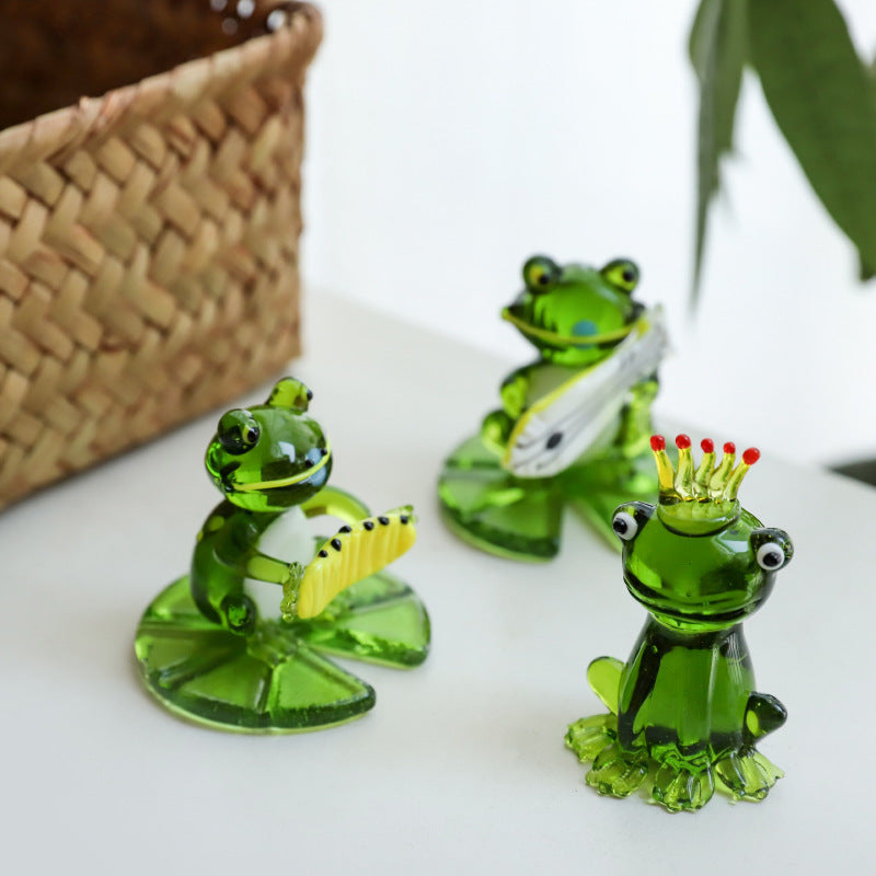 Home Decor Glass Frog Ornament Shape-Aria Doejay