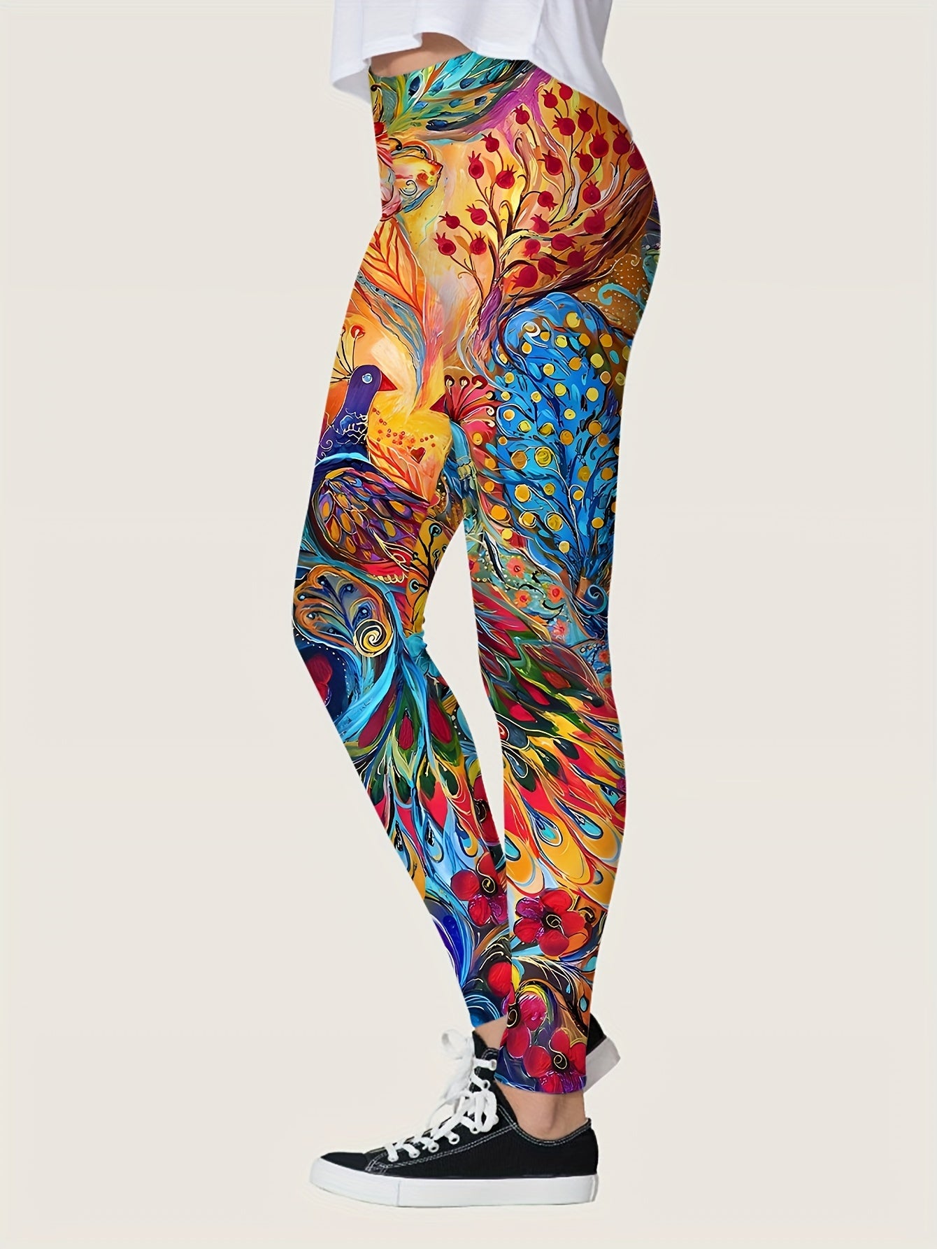 Stretchy Every Day Allover Print Skinny Leggings, Casual Women's Clothing