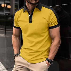 Men's Business Casual Raglan Short-sleeved Polo Shirt-Aria Doejay