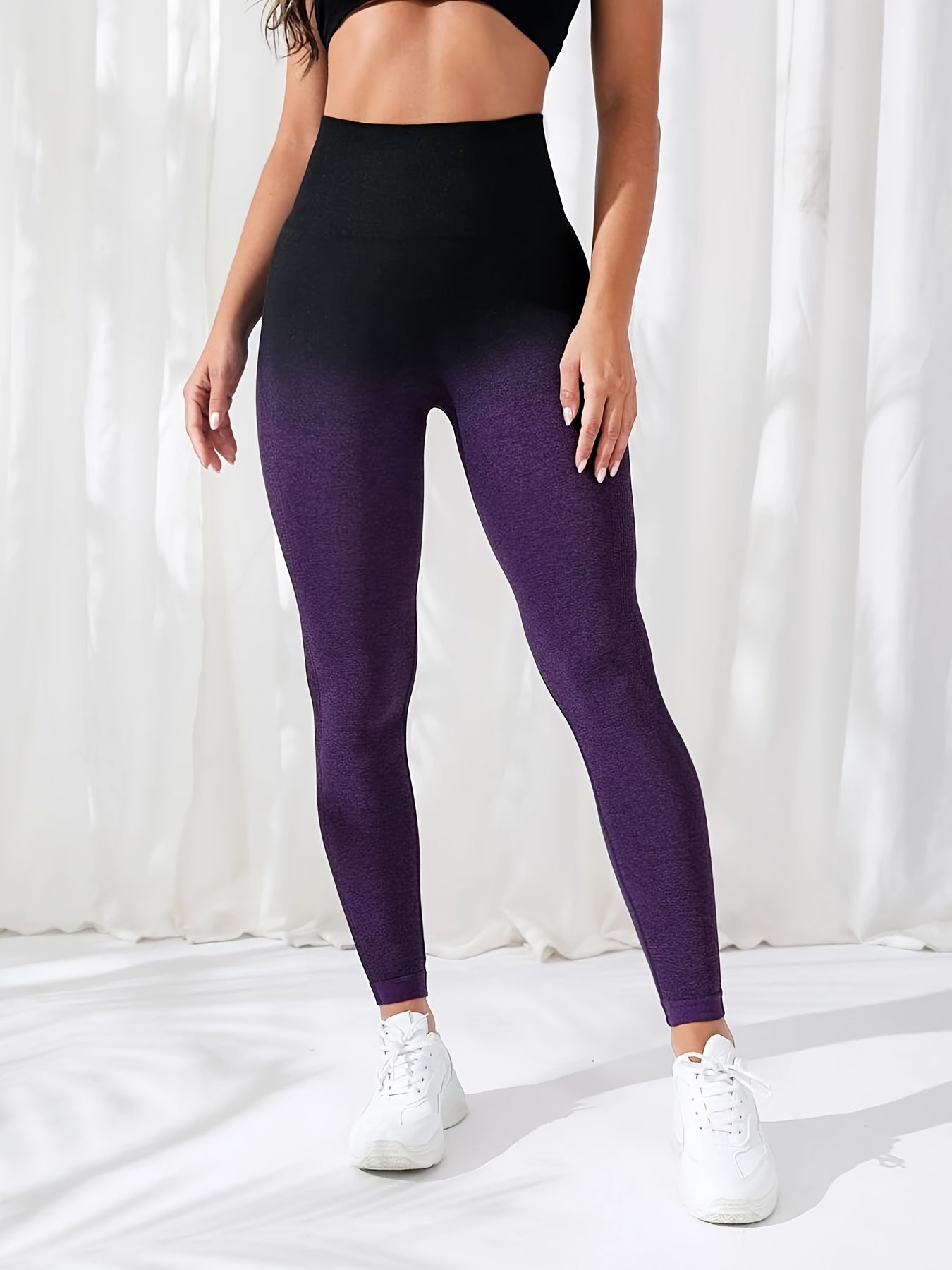 High-Waisted Color Block Tummy Control Fitness Yoga Women's Sports Leggings