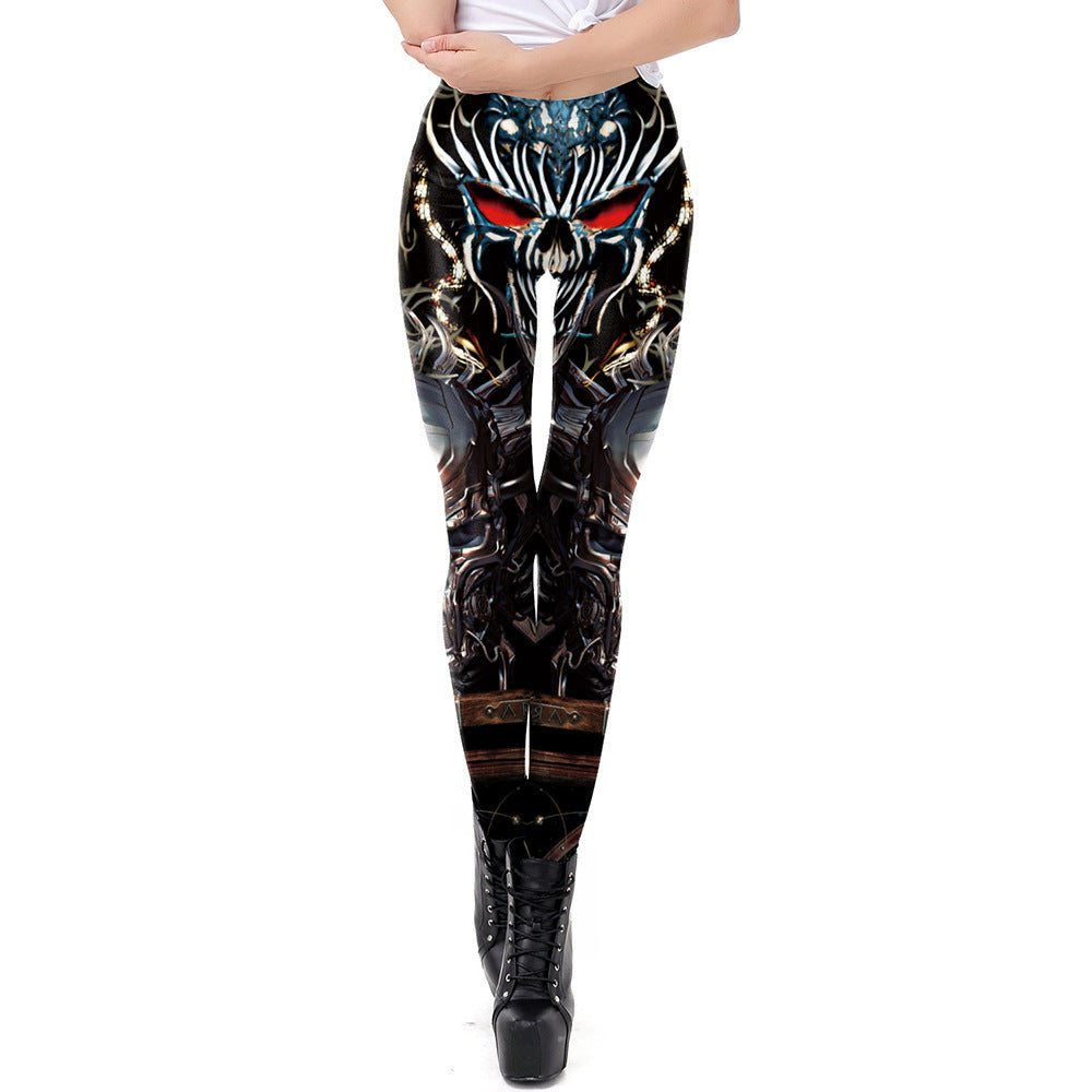 Mechanical Print Leggings Summer New Style All-Match Slim Pencil Feet Pants-Aria Doejay