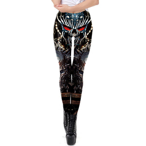 Mechanical Print Leggings Summer New Style All-Match Slim Pencil Feet Pants-Aria Doejay