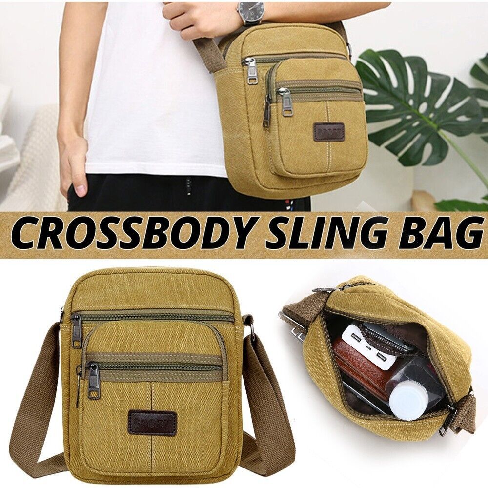 Men's Crossbody Messenger Bag Canvas Bags Casual Shoulder Satchel Handbag Pouch-Aria Doejay