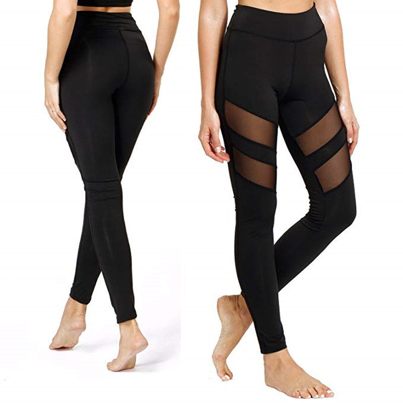 Mesh Stitching Exercise And Fitness Leggings, High Waist, Abdomen, Thin Buttocks Yoga Pants-Aria Doejay