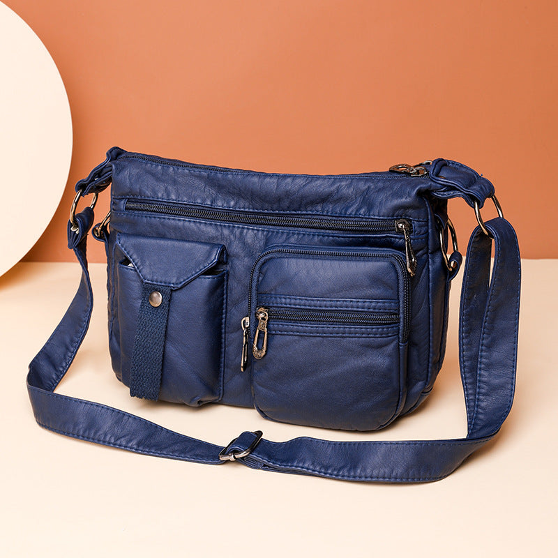 Women's Stylish And Versatile Large Capacity Washed Shoulder Messenger Bag