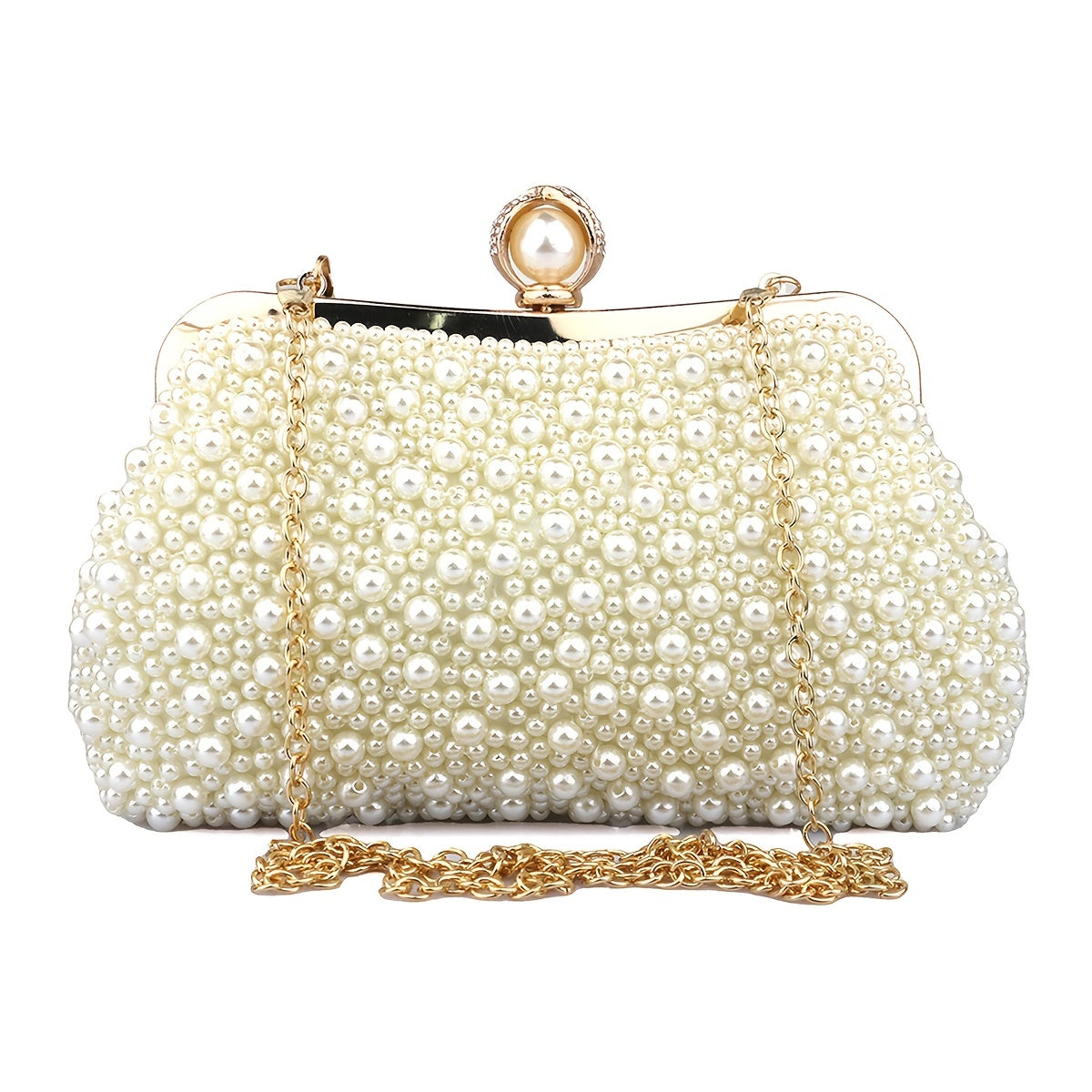 Luxurious Pearl Decor Evening Frame Bag - Elegant, Formal, and Sparkling Clutch Purse for Wedding Party, Prom, Dinner, and Banquet - Perfect for Making a Statement and Adding a Touch of Sophistication to Any Outfit