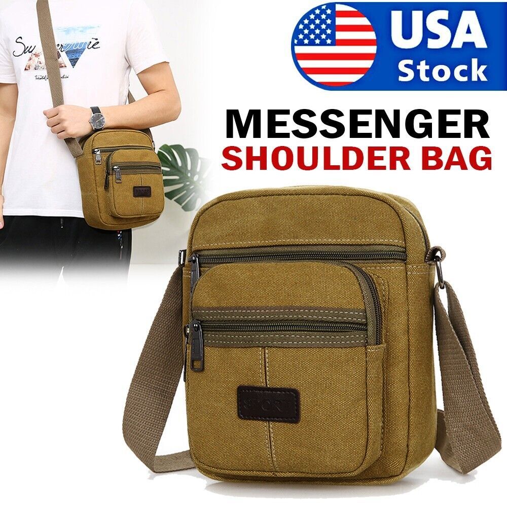 Men's Crossbody Messenger Bag Canvas Bags Casual Shoulder Satchel Handbag Pouch-Aria Doejay