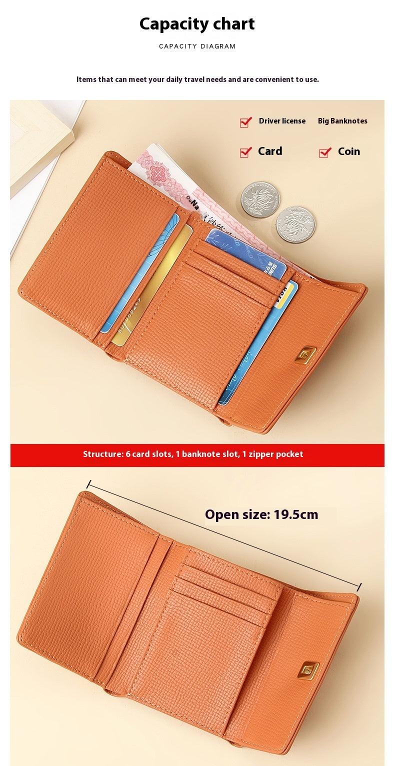 Women's High Sense Niche 70 Off Short Style Multiple Card Slots Multi-functional Leather Wallet