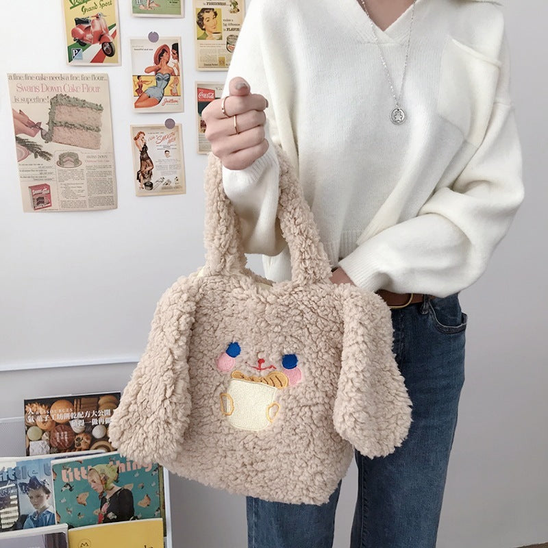 New Long Ear Plush All-match Bag Portable Small Bag