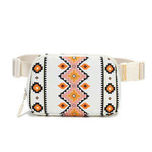 New Bohemian Print Waist Bag With Adjustable Shoulder Strap Fashion Casual Outdoor Running Crossbody Bag For Women