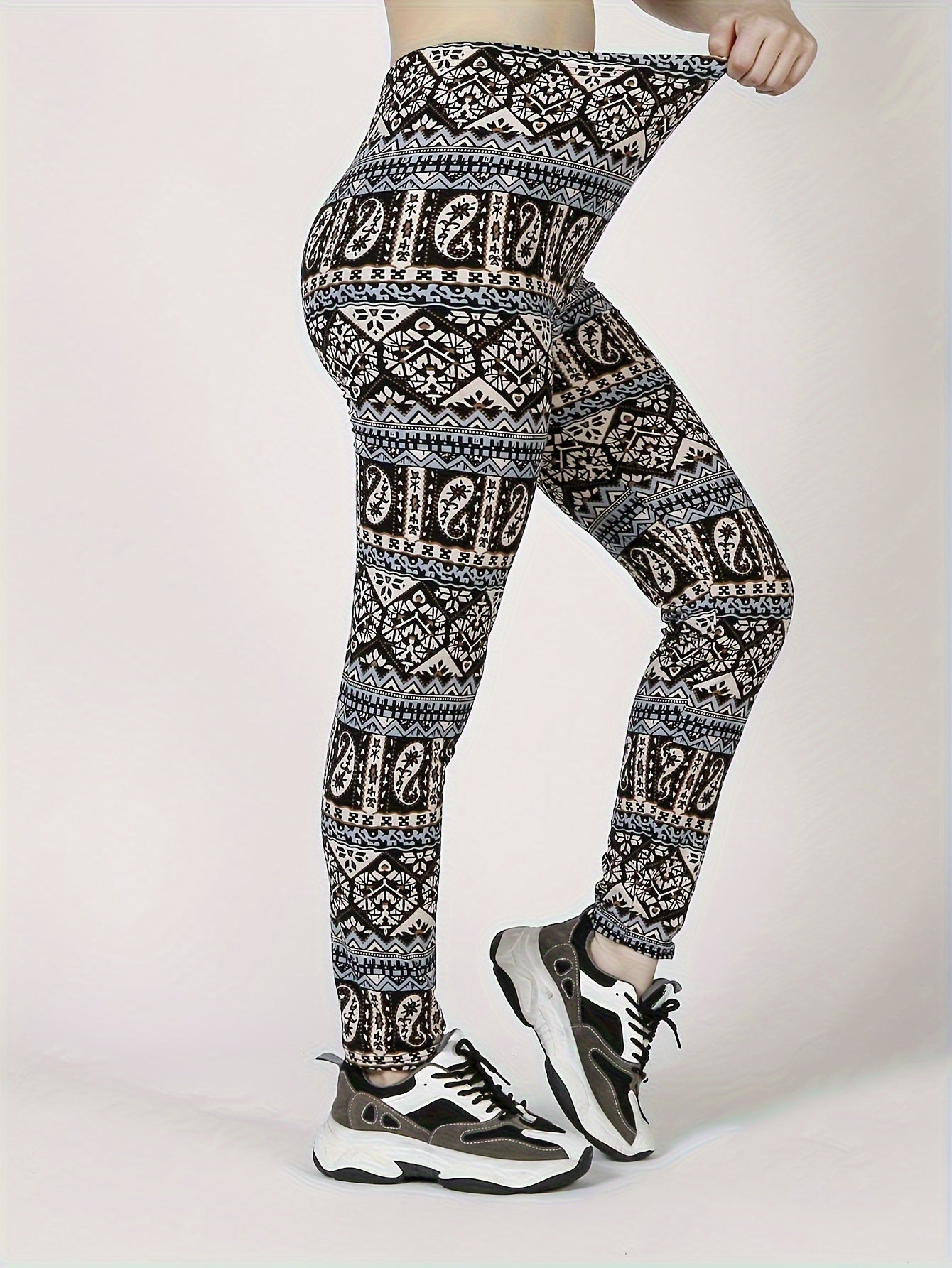 Paisley Print Skinny Leggings, Casual Every Day Stretchy Leggings, Women's Clothing