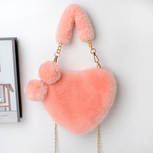 Love Bags Soft Plush Handbags Women Valentine's Day Party Bag-Aria Doejay